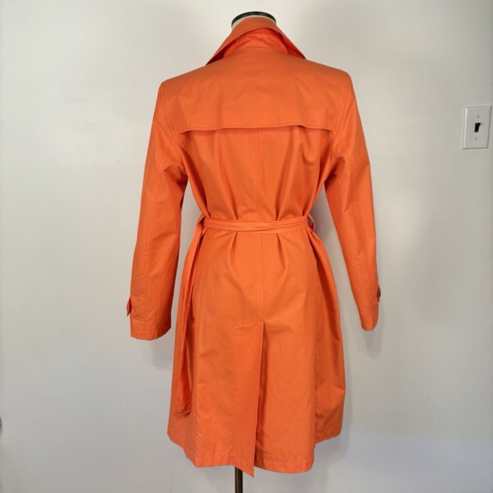VTG Talbots Orange Trench Coat Jacket Rain Coat Womens Size 10P Lined Belt - Picture 5 of 13